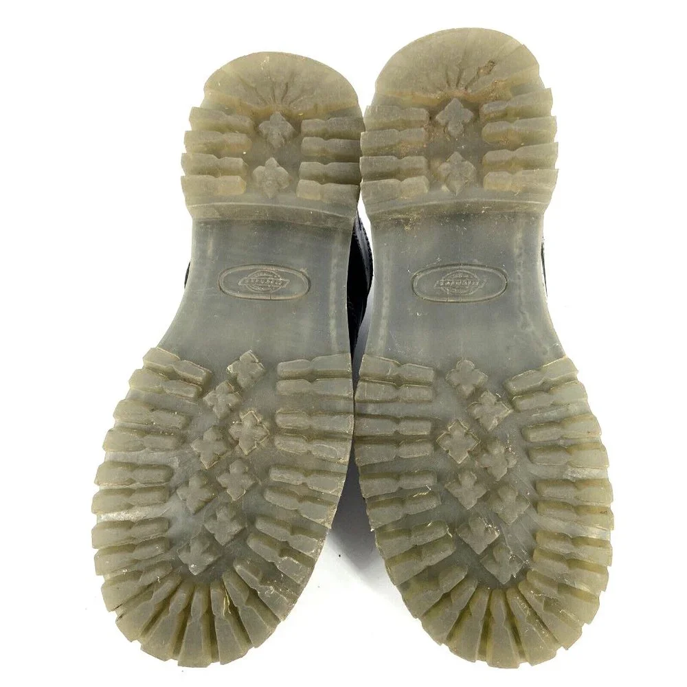 VTG Dickies Leather Lug Sole Shoes Black Womens Size 7 Genuine Grunge Speed Lace - Picture 13 of 16